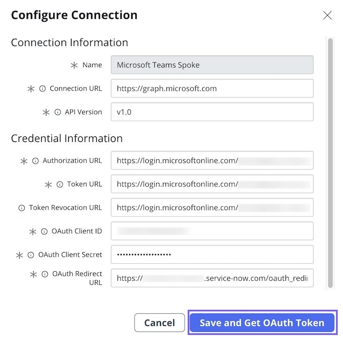스포크에 대한 Microsoft Teams 연결 구성
