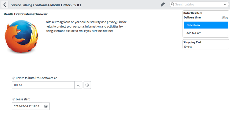 Ordering software as the logged in user