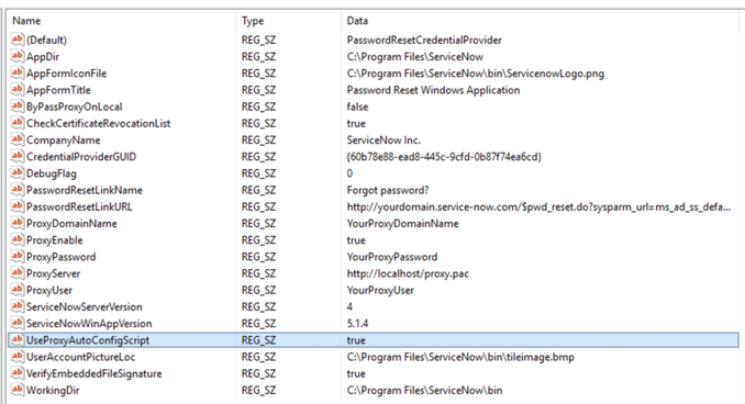 PAC registry settings