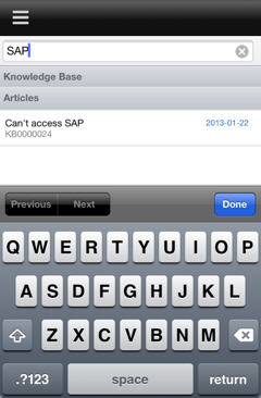 Mobile Knowledge search page