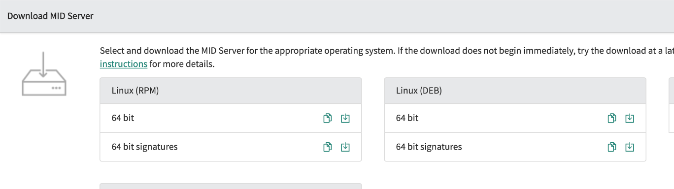 The Linux installer download page.