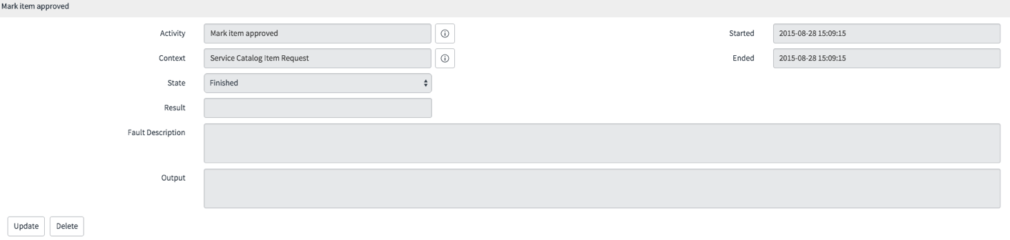 Workflow timeline history popup
