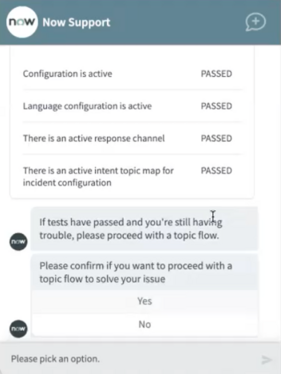 Resposta do bot mostrando resultados de testes APROVADOS para a conversa.