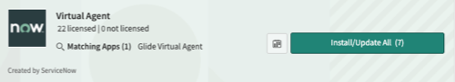 Wählen Sie Installieren/Aktualisieren, um das Plugin „Virtual Agent“ zu installieren.