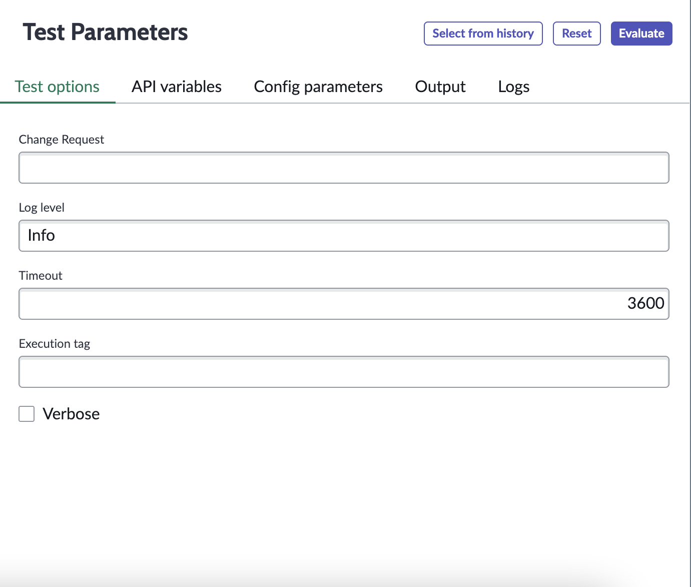 Test Parameters section.