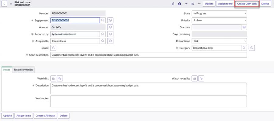 MS Dynamics CRM:CRM タスクの作成
