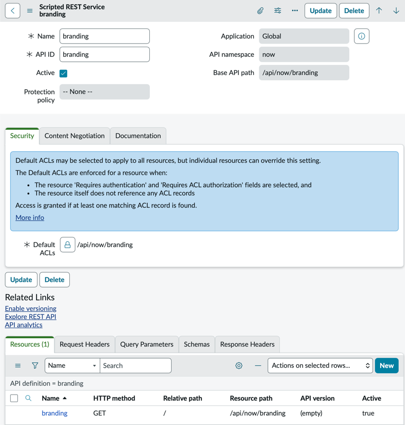 Scripted REST service form