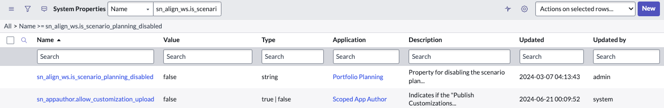 Verwenden Sie die Eigenschaft „sn_align_ws.is_scenario_planning_disabled“, um die Szenarioplanung zu aktivieren oder zu deaktivieren