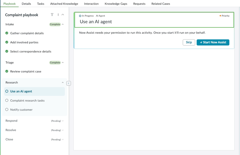 User clicks Start Now Assist button to run the AI agent.