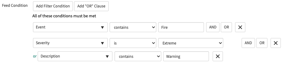 Filter für Feed-Bedingung einrichten
