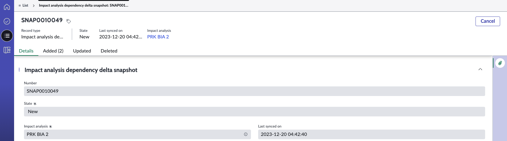 Snapshot-Datensatz.