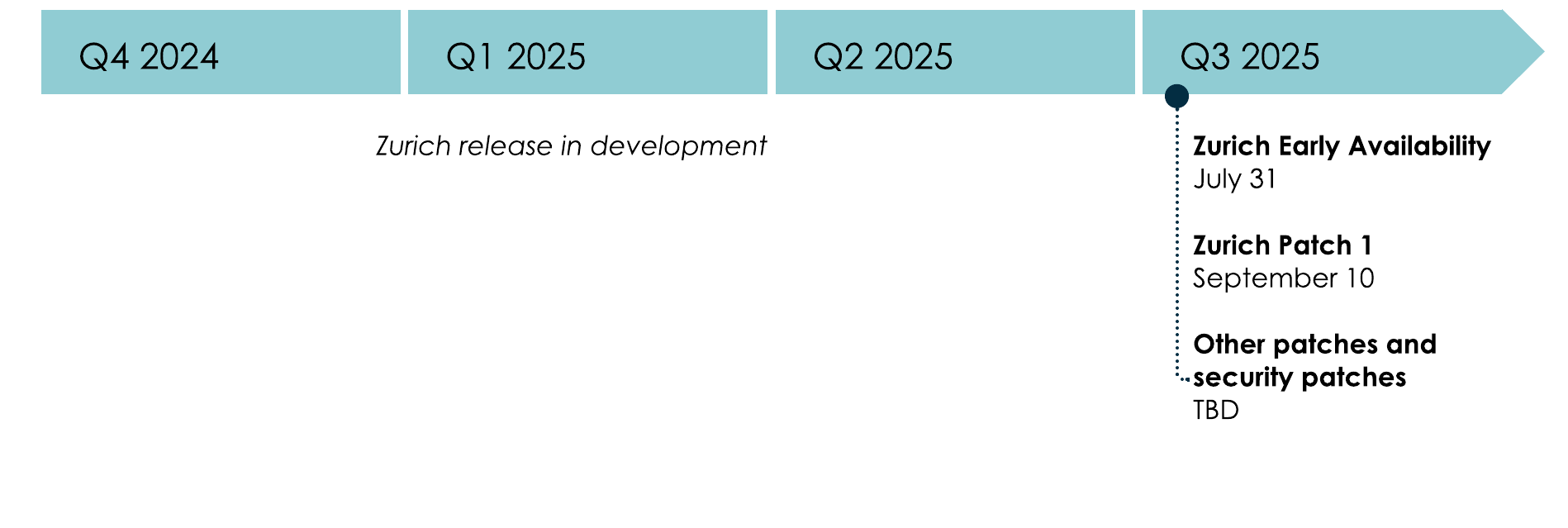 Zurich 2025 年のリリースタイムライン