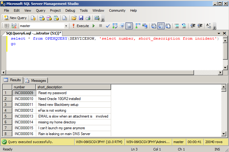 ODBC SQL Server-Abfrage