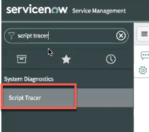 Skript-Tracer im Navigationsbereich