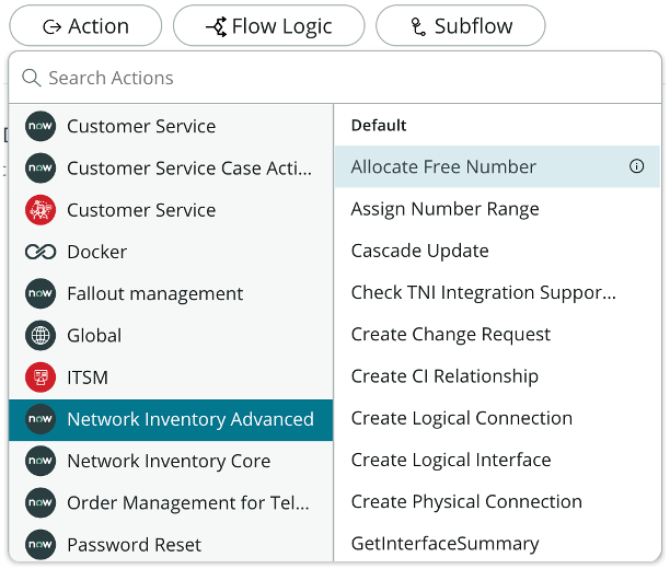 Infographic displaying all default options of Network Inventory Advanced.