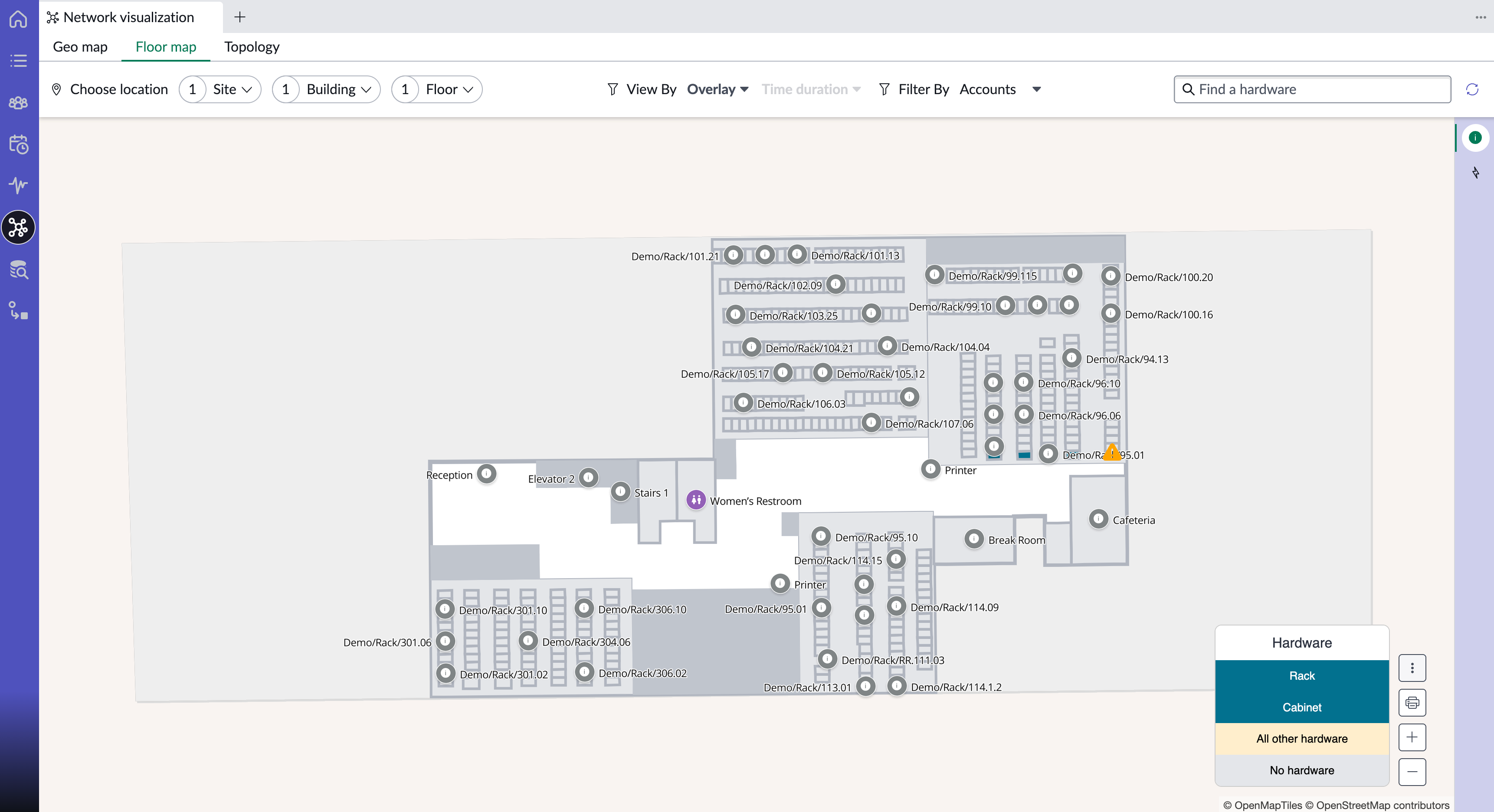 Network visualization page view.