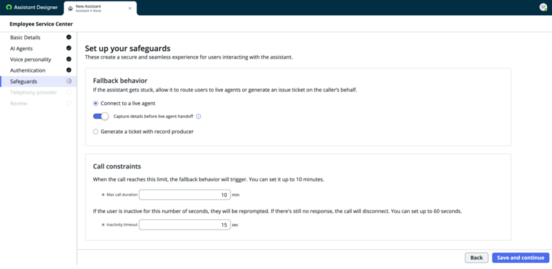 Safeguards selection for creating voice assistants