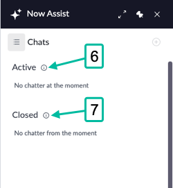 Now Assist panel - enhanced chat showing active and closed chats.