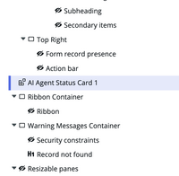 The content pane with an AI Agent Status Card component before the Ribbon Container