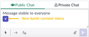 Agent Chat window with the Now Assist context menu icon