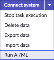 Connect system button with options expand and run ai/ml option highlighted.
