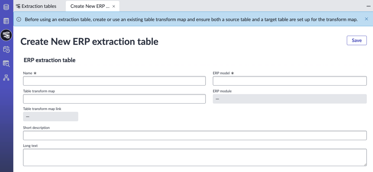 New extraction table fields.