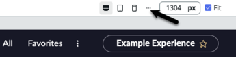 UI builder editor view with black arrow pointing to form factor menu icon.