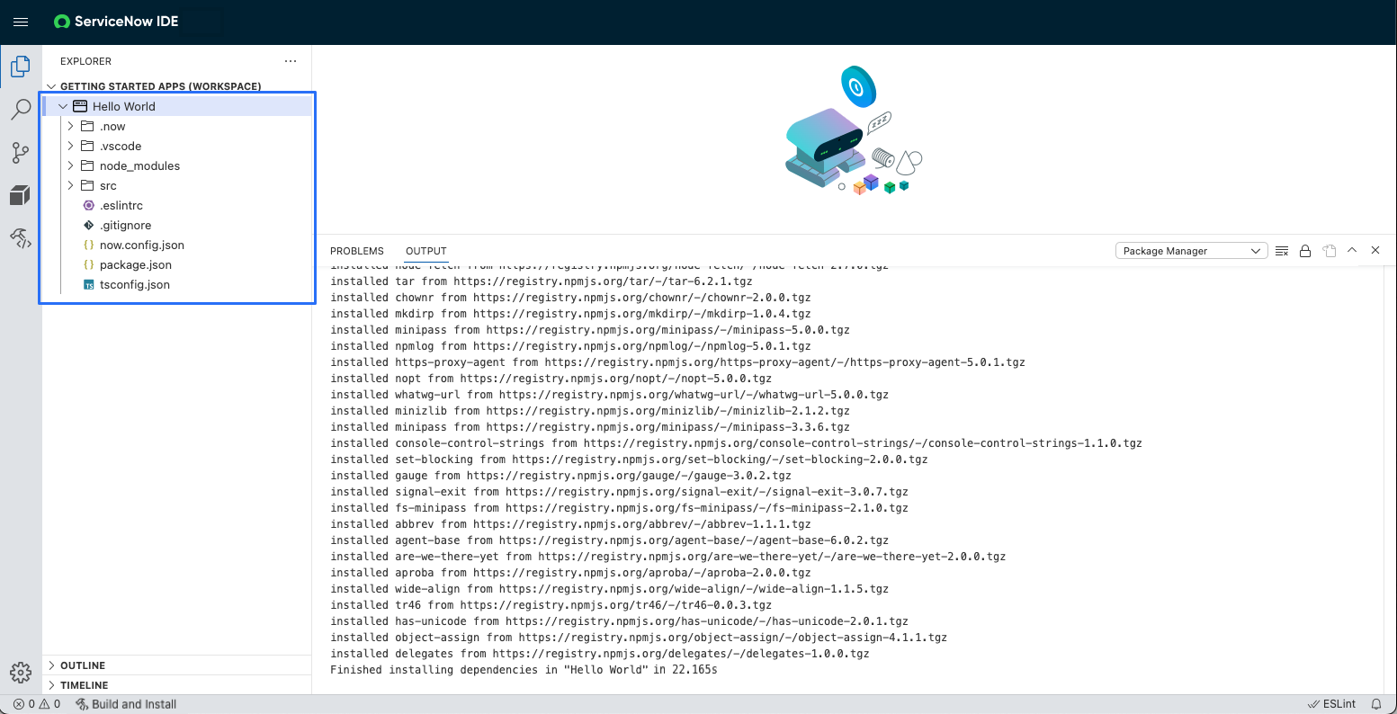 Files in the Hello World application.