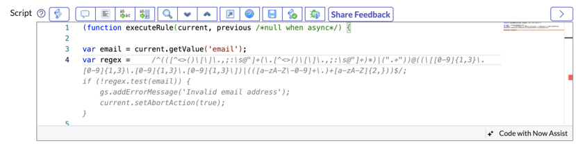 Prompt and code suggestion in the script editor.