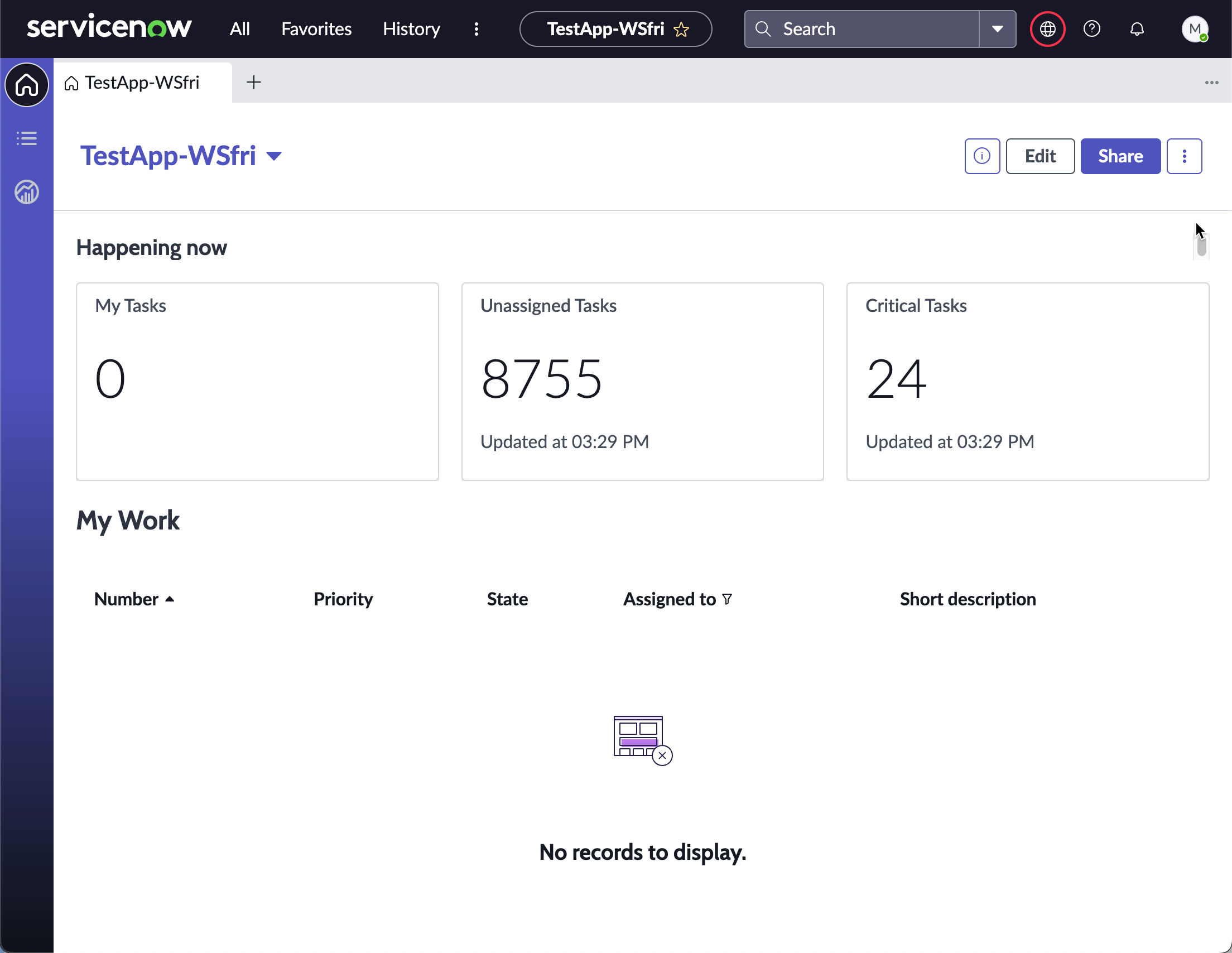 Sample workspace home page