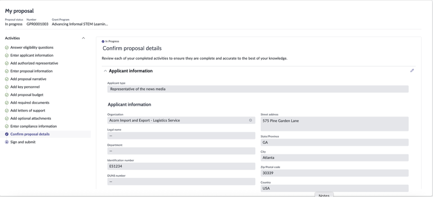 Enter Applicant information view