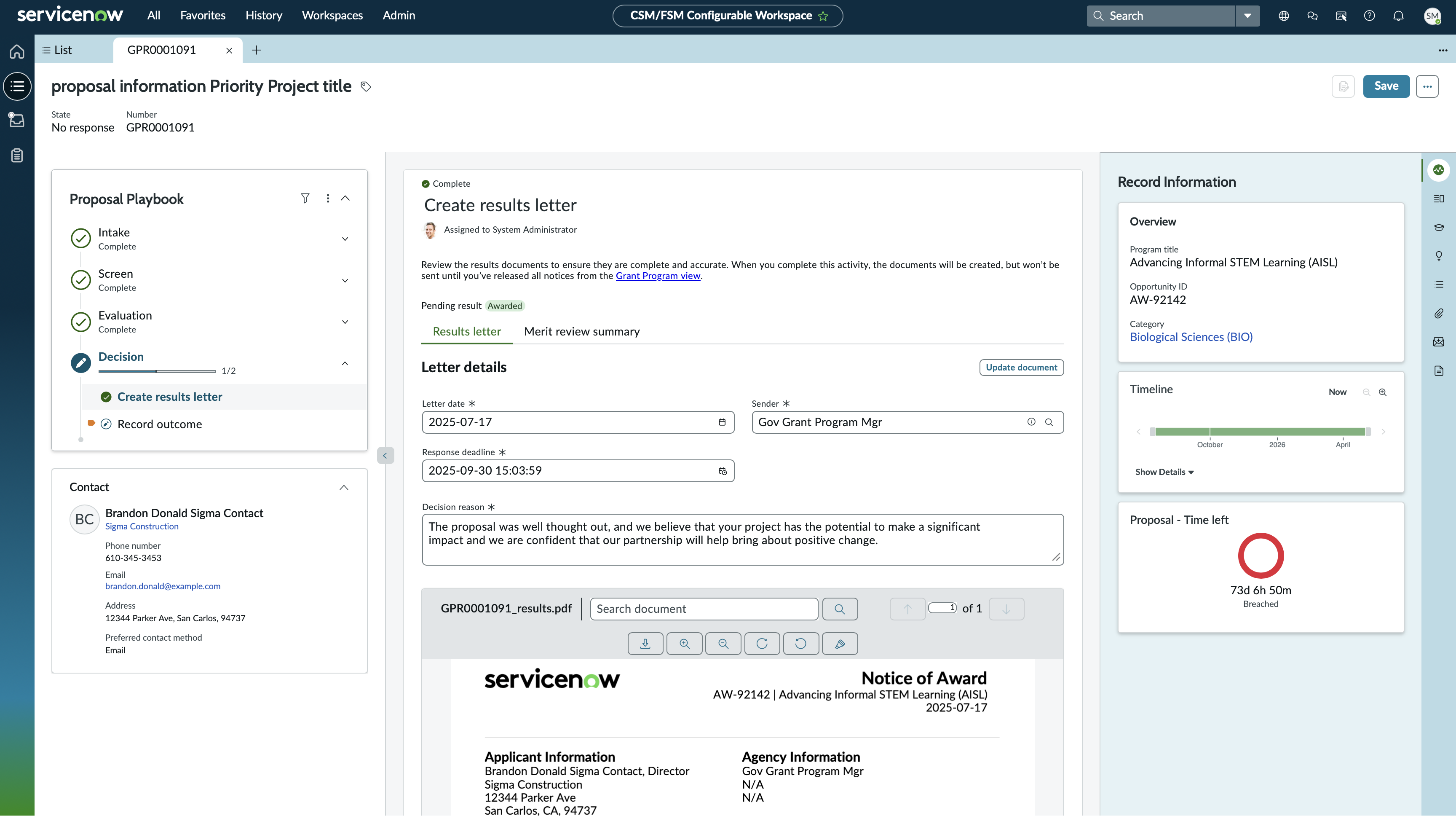 decision view grants program manager