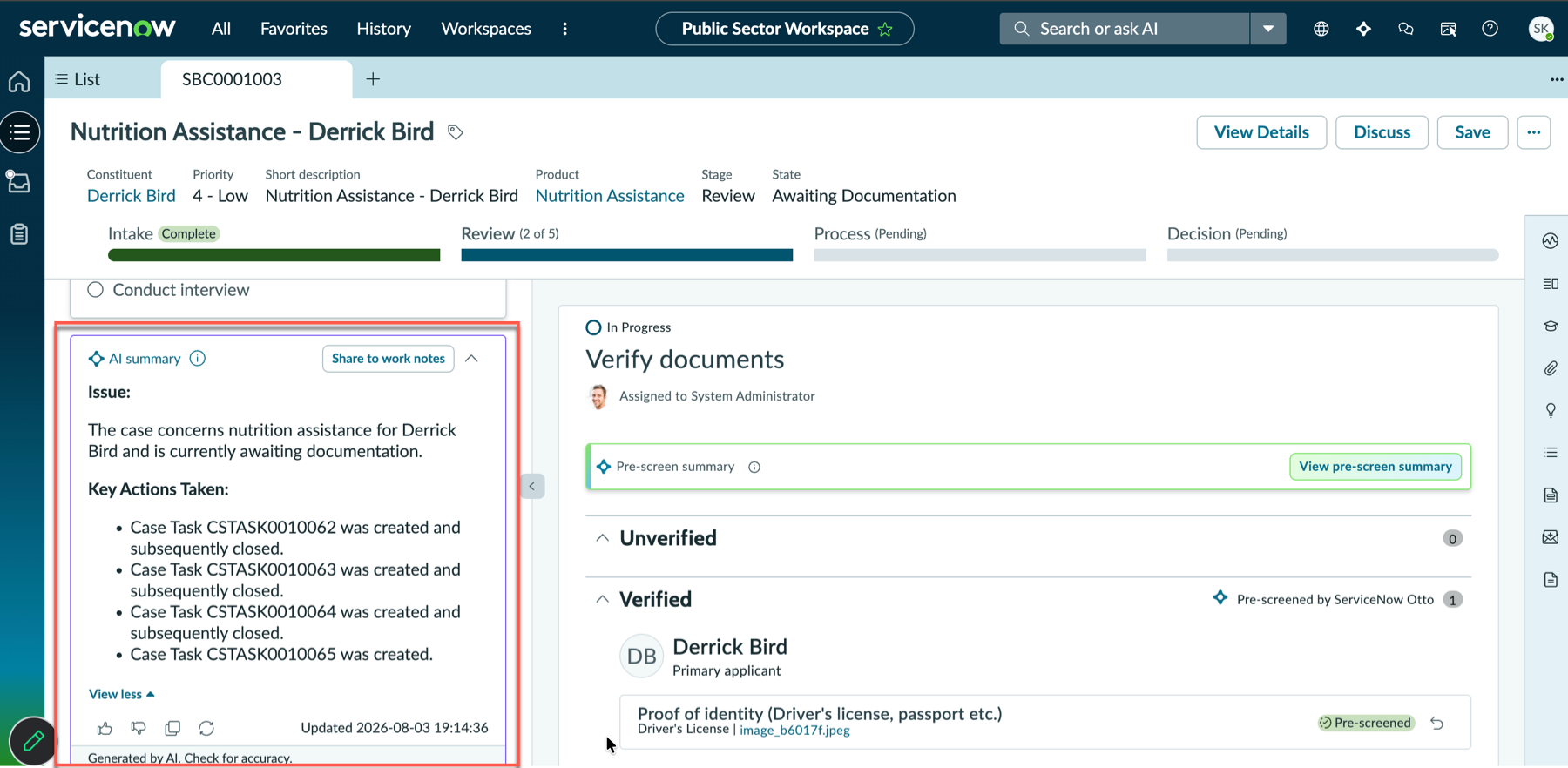 AI-generated summary for a case record.