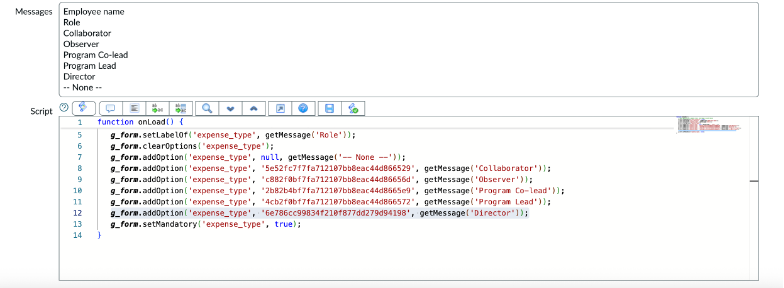 Internal program team script view