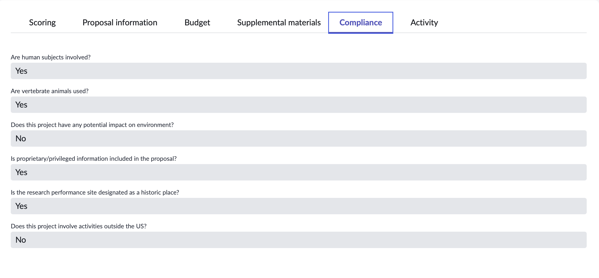 compliance tab view