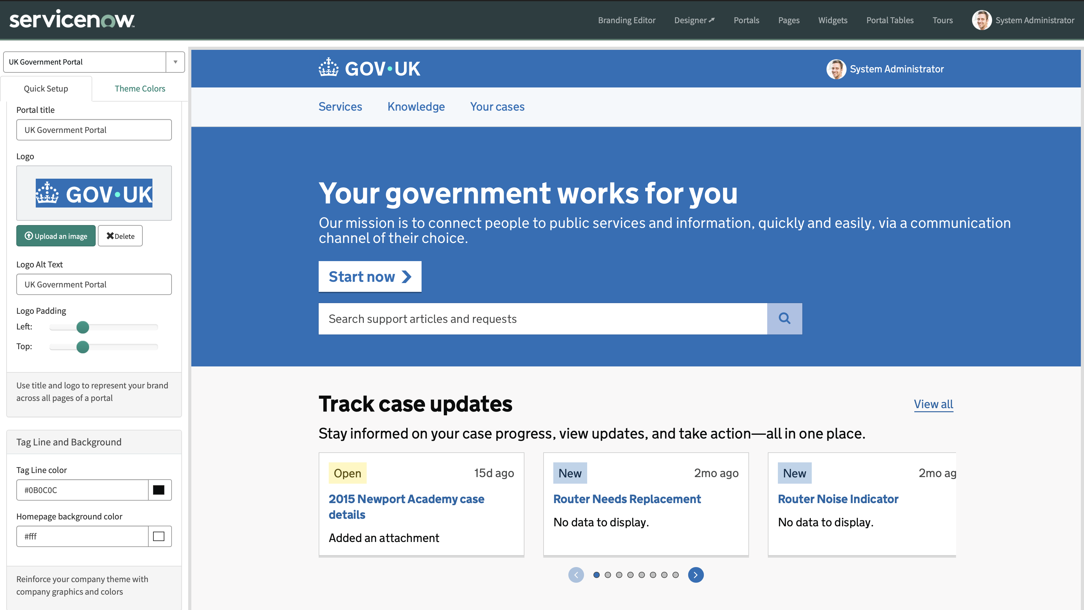 GDS Portal Branding Editor.
