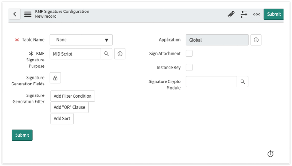 Signature Configuration record for an update set.