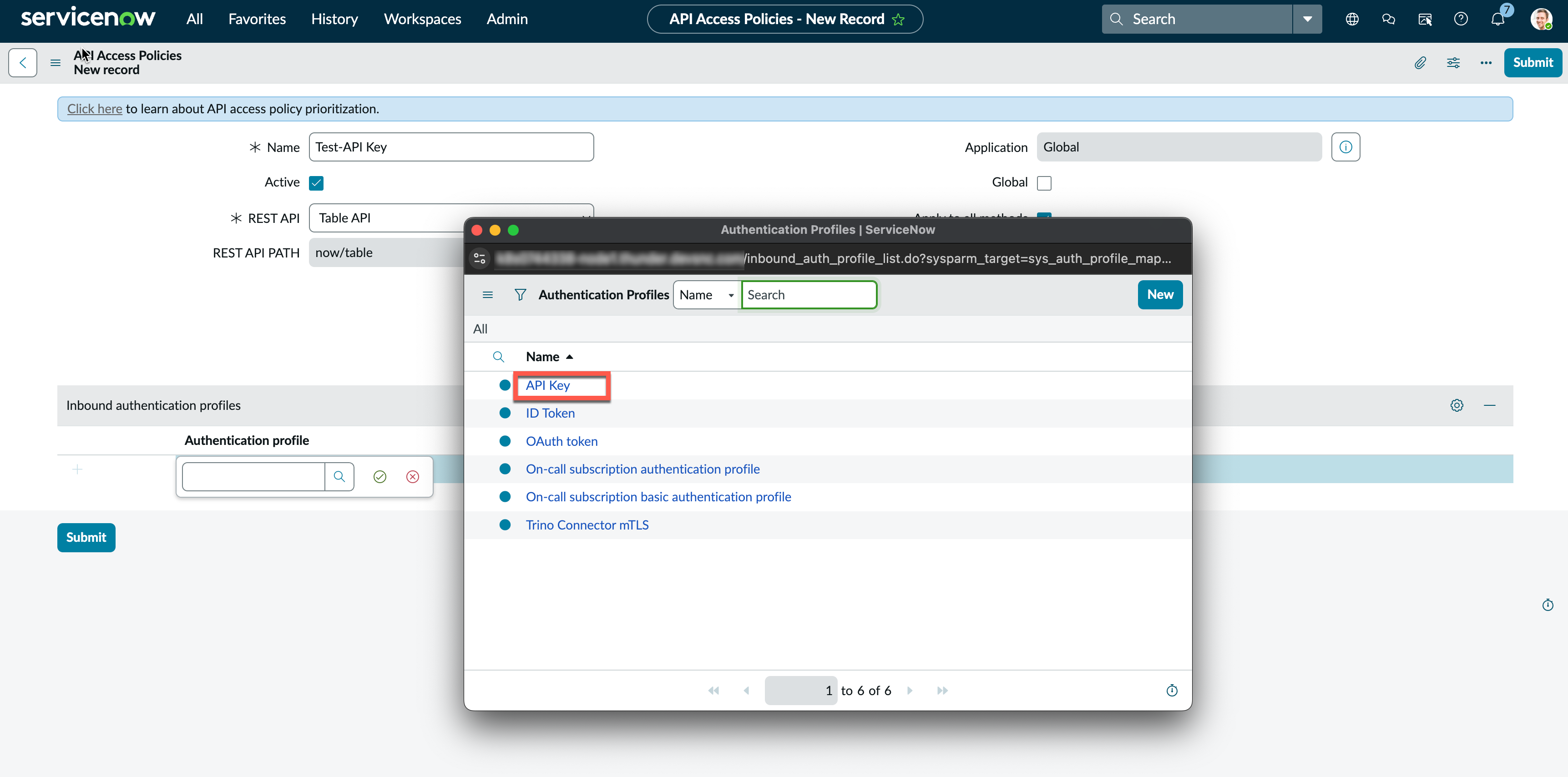 Add profile to Access Policy