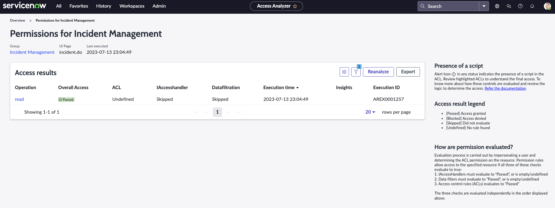 Permission results