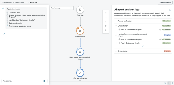 Output from a tested AI agent with the task given to it.