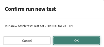 The dialog box to confirm Run new test.