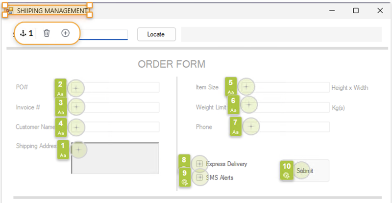 Screen capture of the Shipping management app with anchor and steps added.