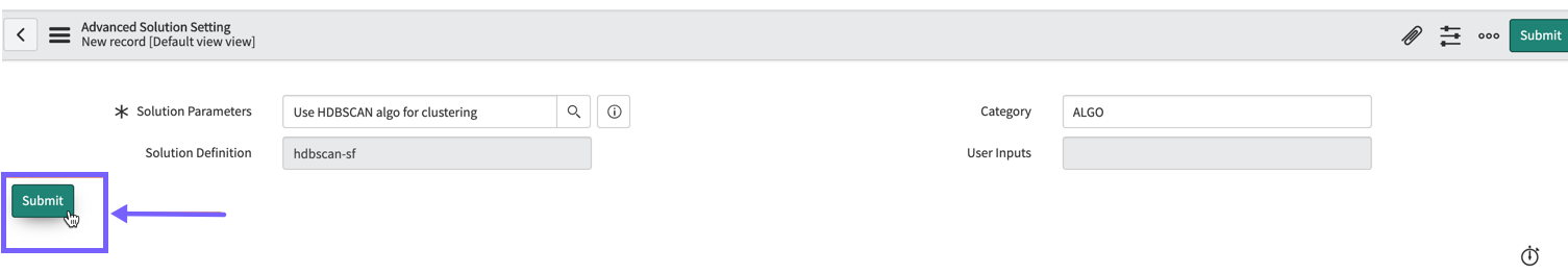 The new Solution Parameter record you create from the values you just assigned.