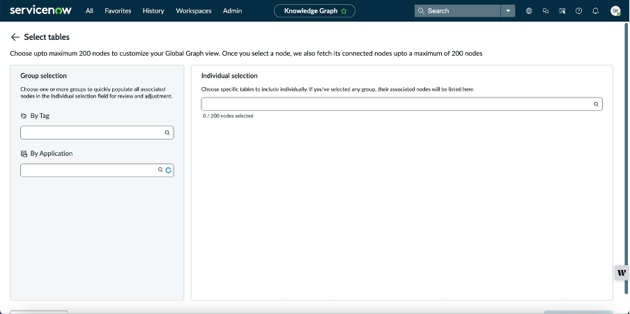 Select tables in Enterprise Graph