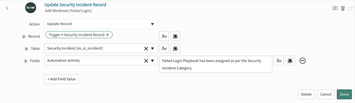 Failed login playbook: step 1