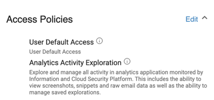 Analytics Activity Exploration - Access policies