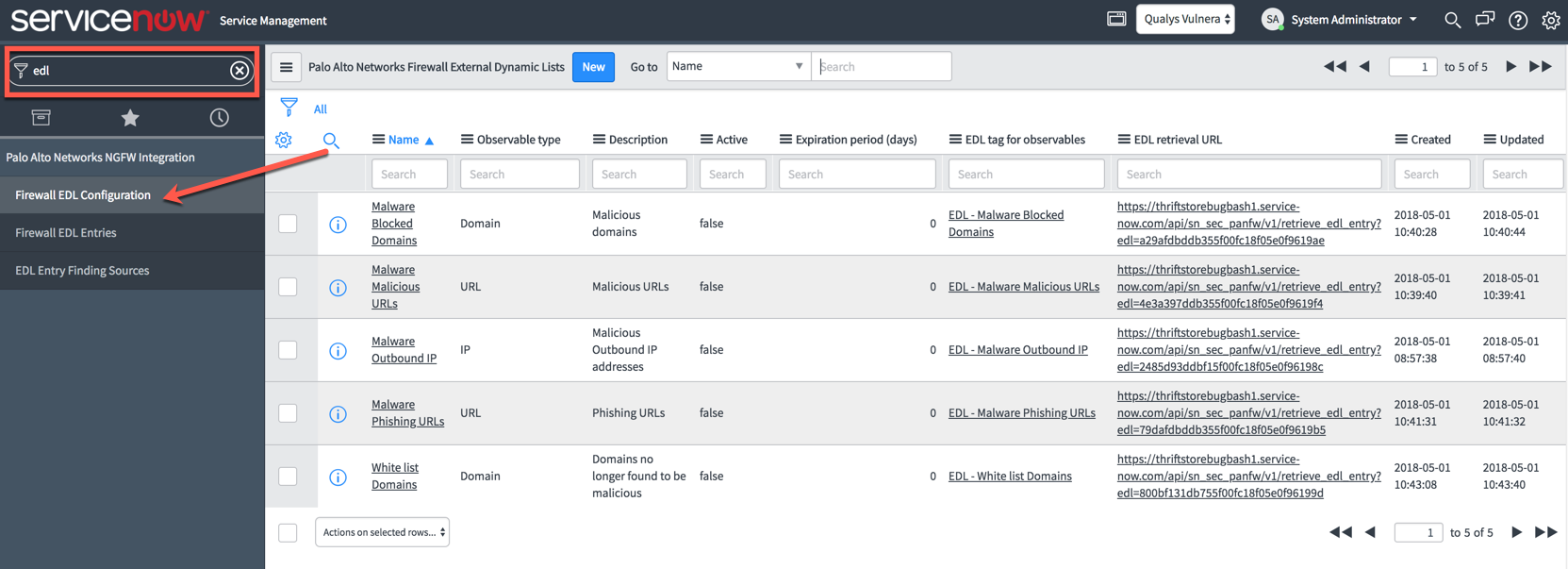 Select Firewall EDL Configuration.