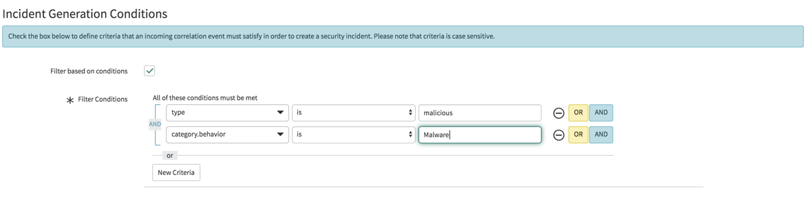 ArcSight ESM: Create Profile: Filter with matching conditions