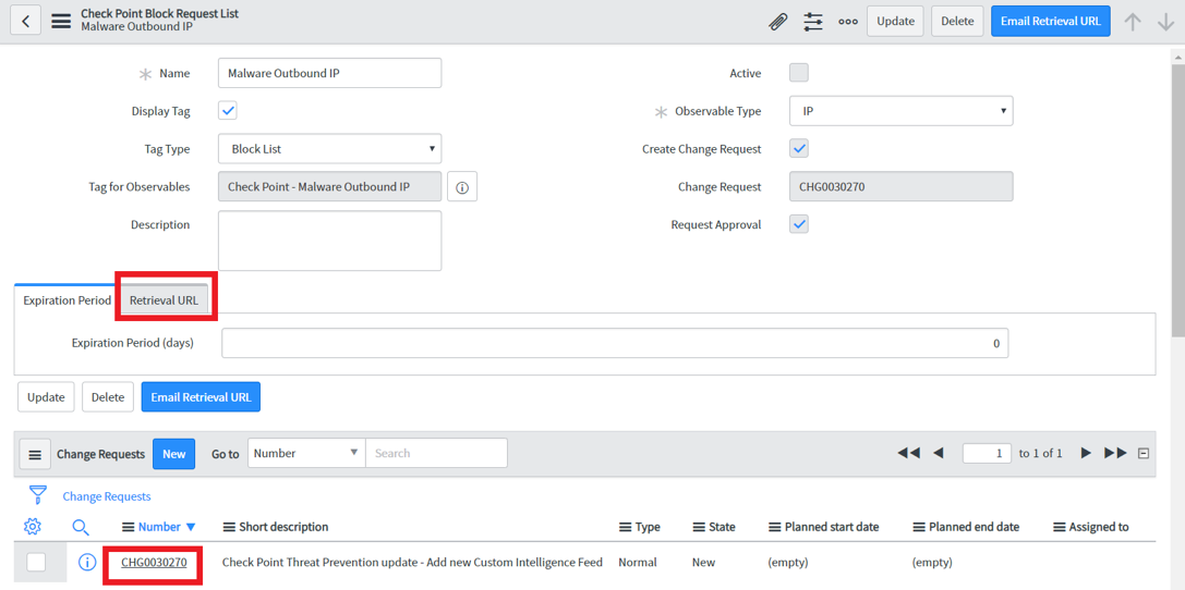 Malware Outbound IP showing Change Requests
