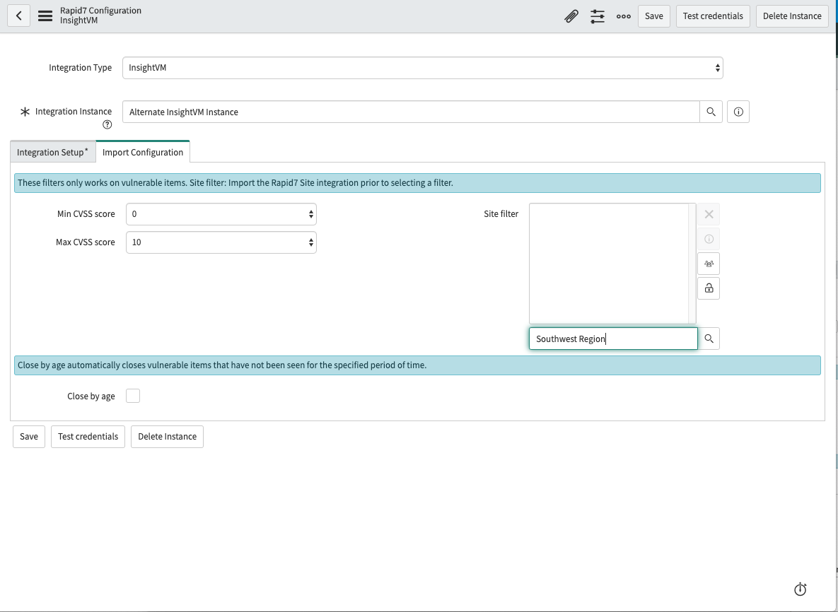 Rapid7 InsightVM site filtering example